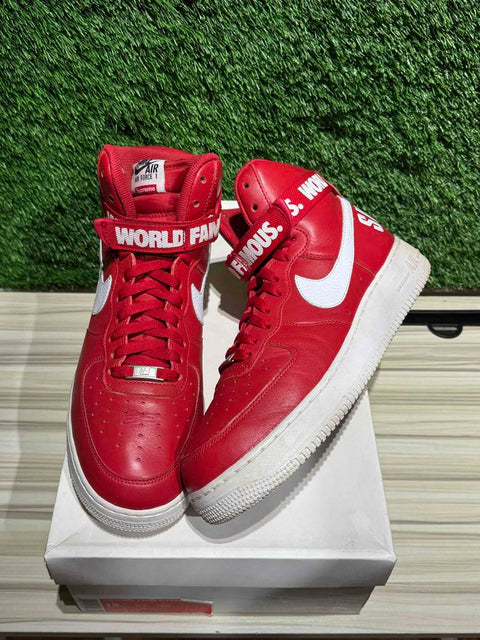 Nike Air Force 1 High Supreme World Famous Red Sz 12M