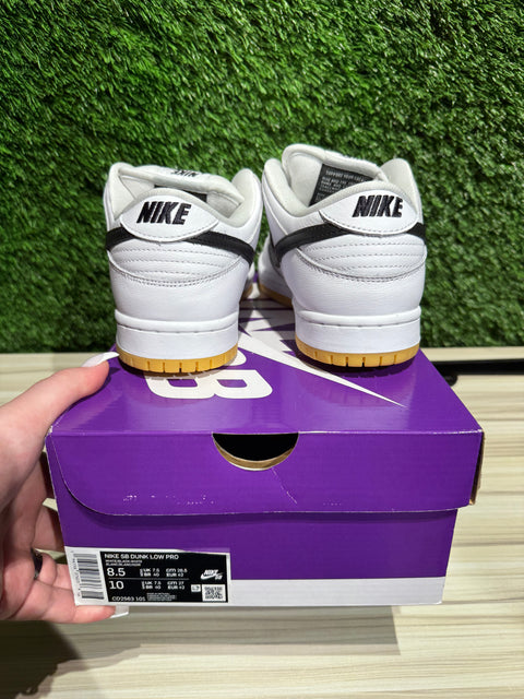 Nike SB Dunk Low Pro White Gum Sz 8.5
