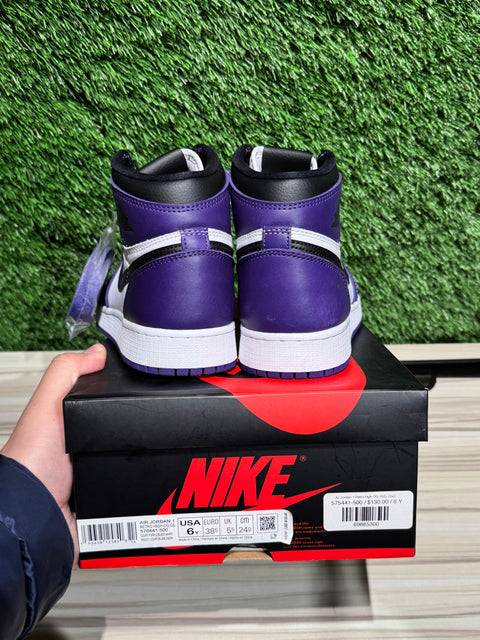 Jordan 1 Retro High Court Purple White (GS) Sz 6Y
