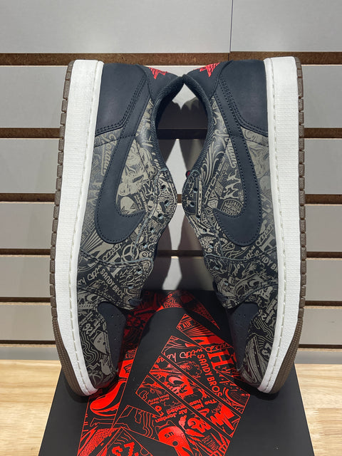 Jordan 1 Retro Low OG Laser Black University Red Sz 12