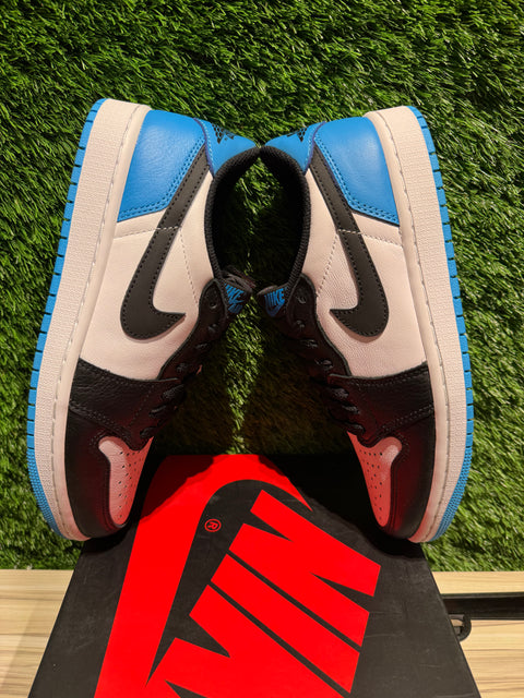 Jordan 1 Retro Low OG Black Dark Powder Blue Sz 7.5M