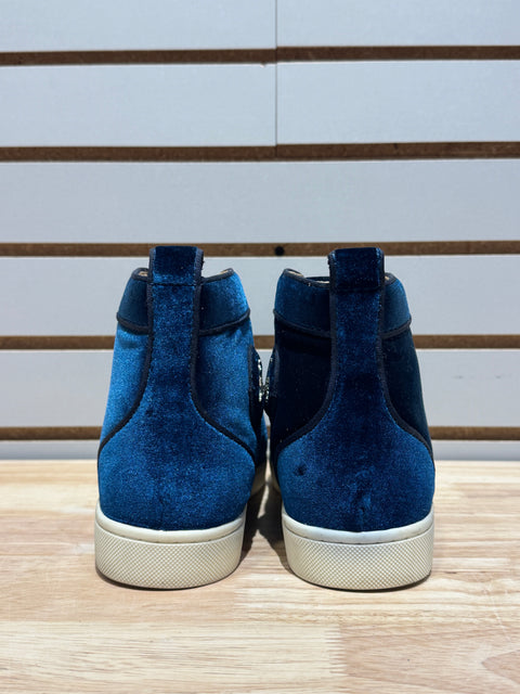 Christian Louboutin Louis Orlato Flat Velvet Blue Sz 8