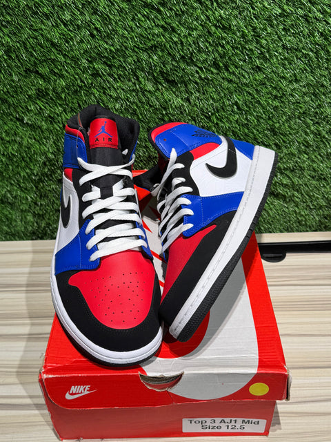 Jordan 1 Mid Top 3 Sz 12.5M