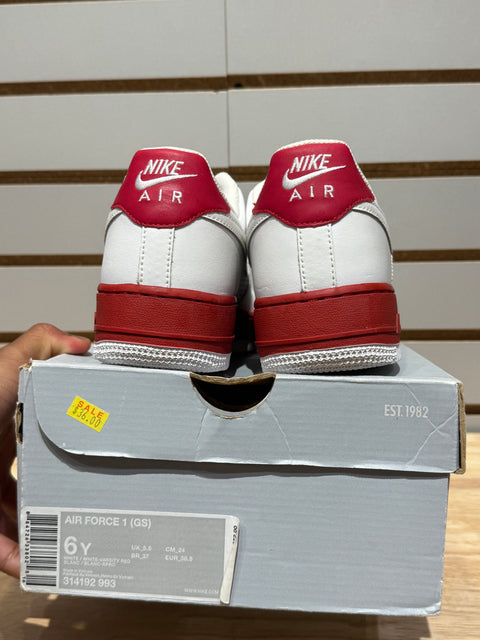 Nike Air Force 1 Low White Varsity Red Sz 6Y