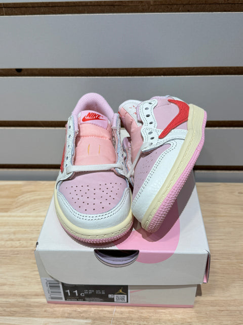 Jordan 1 Retro Low OG SP Travis Scott Sail Tropical Pink (PS) Sz 11c