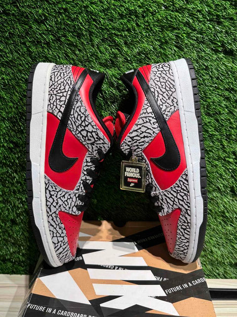 Nike SB Dunk Low Supreme Red Cement (2012) Sz 9.5M,.