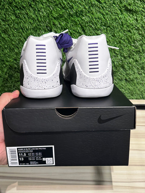 Nike Kobe 9 Elite Low EM Protro White Court Purple Sz 11.5