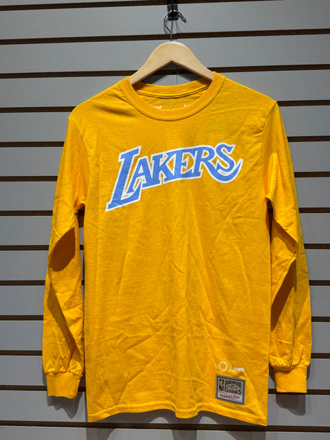 Los Angeles Lakers Gold M&N x Uninterrupted Hardwood Classics Long Sleeve T-Shirt Sz S