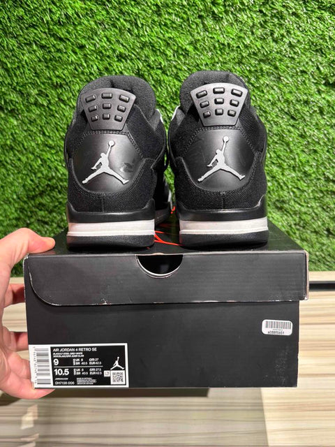Jordan 4 Retro SE Black Canvas Sz 9M