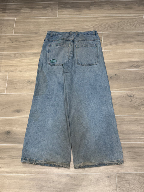 Bombshell Orbits Wide-leg Light Wash Denim Jeans
