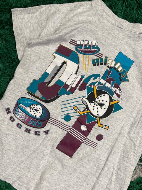Vintage 1993 Kids Mighty Ducks T-Shirt NHL Hockey