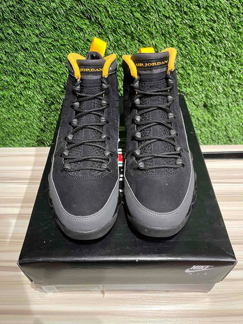 Jordan 9 Retro Dark Charcoal University Gold Sz 8