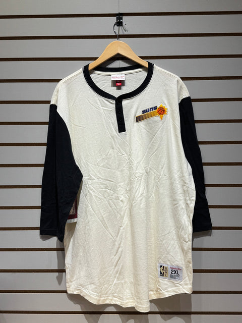 Mitchell & Ness Cream Phoenix Suns Icon 3/4-Sleeve Henley T-Shirt Sz XXL
