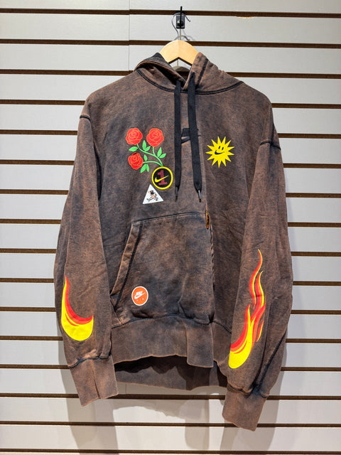 Nike Sportswear Acid Wash Brown Graphic Have A Nike Day Fleece Pullover Hoodie Sz L