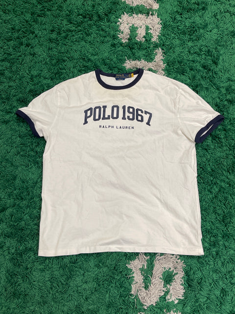 Polo Ralph Lauren White Ringer Tee Graphic Polo 1967