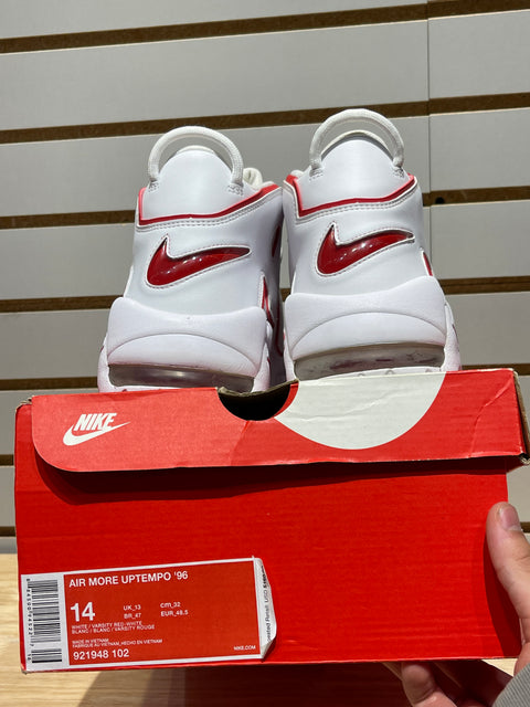 Nike Air More Uptempo White Varsity Red Outline Sz 14