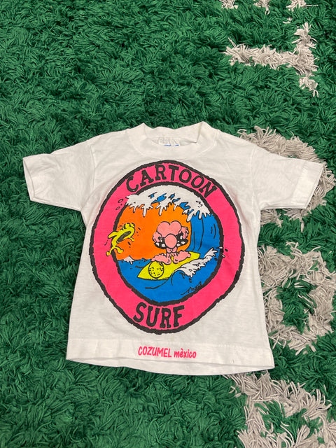 Vintage Surf Cartoons Caribe Caribbean White Kids Shirt