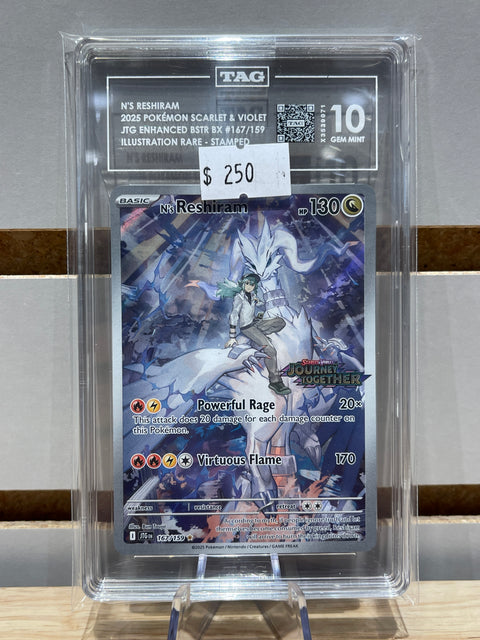 N'S RESHIRAM 2025 POKÉMON SCARLET & VIOLET JG ENHANCED BSTR BX #167/159 ILLUSTRATION RARE - STAMPED TAG 10