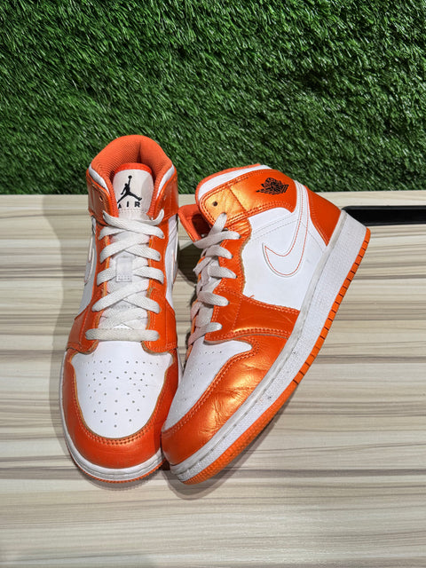 Jordan 1 Mid Metallic Orange (GS) Sz 7Y