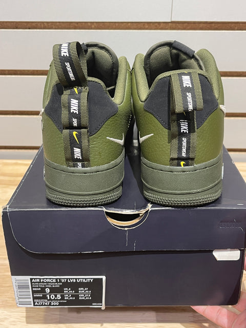 Nike Air Force 1 Low Utility Olive Canvas Sz 9