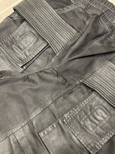 Rick Owens DRKSHDW Black Waxed Cargo Pants