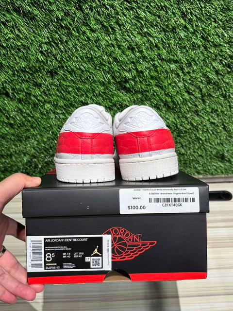 Jordan 1 Centre Court White University Red Sz 8.5M