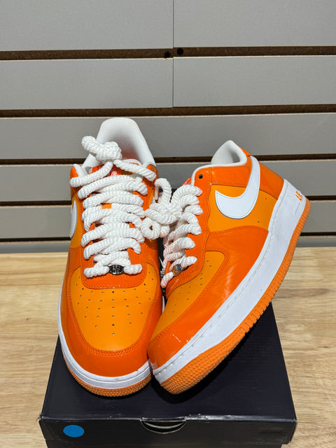 Nike Air Force 1 Low '07 Orange White Patent Sz 13