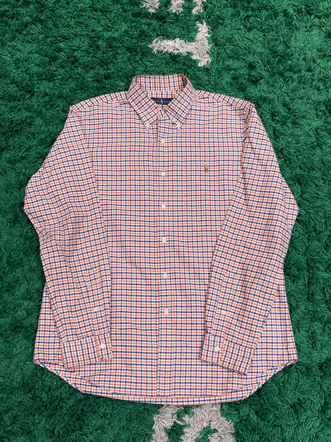 Polo Ralph Lauren Shirt Orange/Blue Checked Button Down
