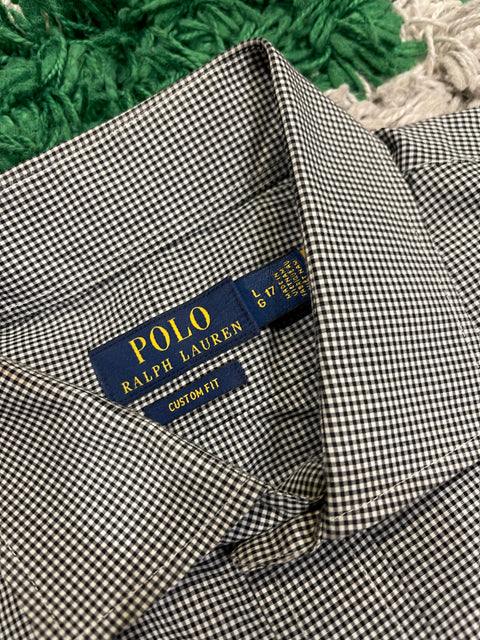 Polo Ralph Lauren Mens Custom Fit Gingham Button Down Shirt Black/White