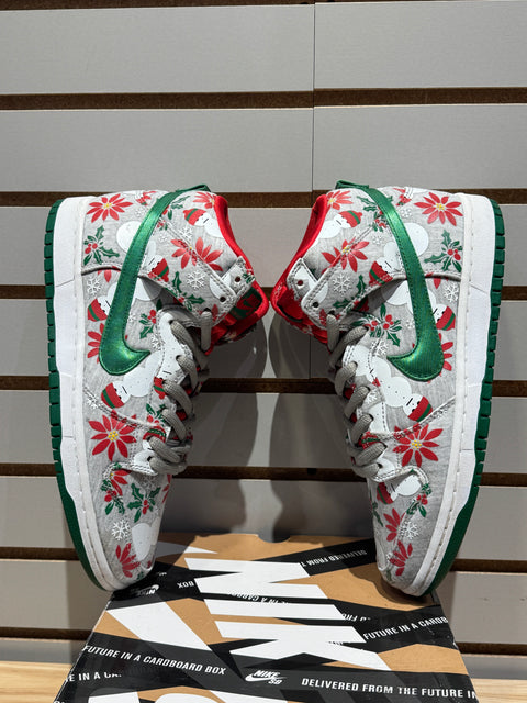 Nike SB Dunk High Concepts Ugly Christmas Sweater Grey Sz 9.5