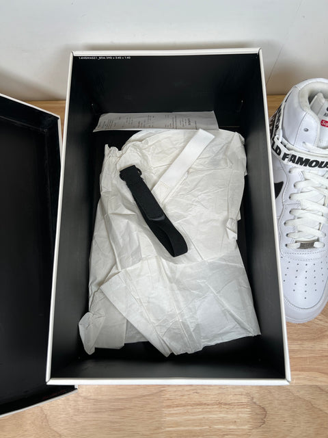 DS Supreme World Famous White Nike Air Force 1 High Sz 12