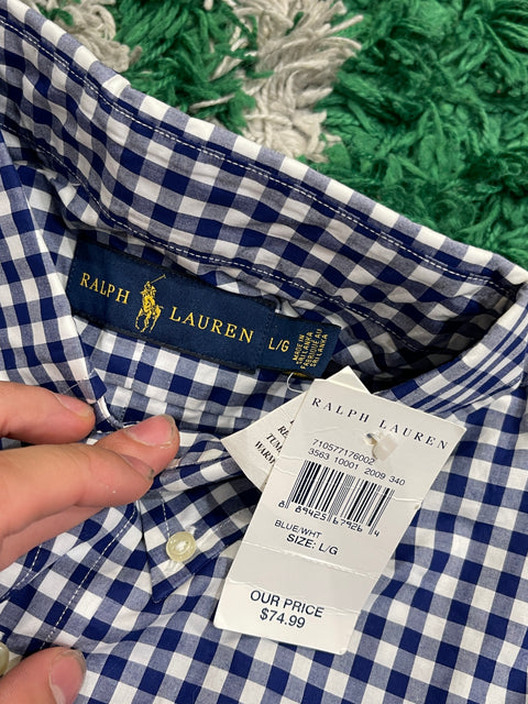 Polo Ralph Lauren NWT Gingham Check Shirt Blue/Red Pony Button Down