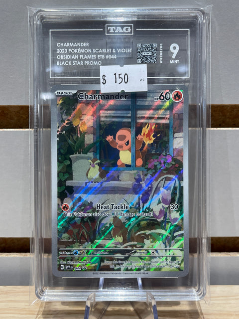 CHARMANDER 2023 POKÉMON SCARLET & VIOLET OBSIDIAN FLAMES ETB #044 BLACK STAR PROMO TAG 9