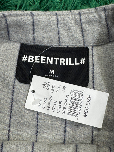 BEEN TRILL Grey Wool Blend Baseball Jersey Shirt Sz M