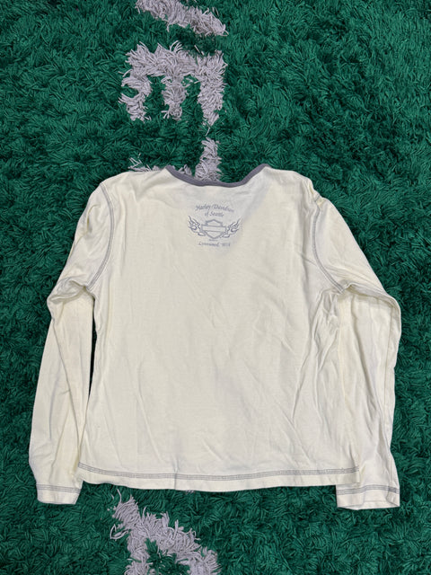 Harley Davidson Women's Cream Script Logo L/S Sz L