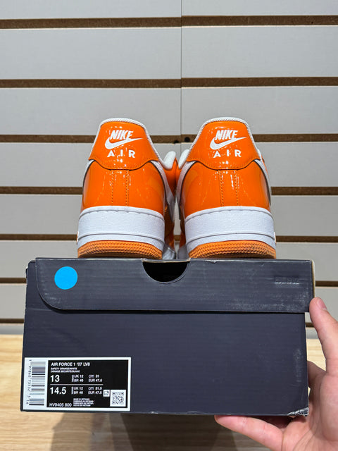 Nike Air Force 1 Low '07 Orange White Patent Sz 13