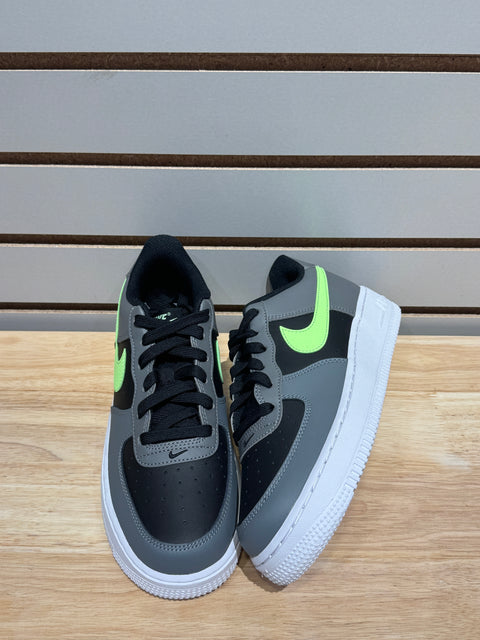 Nike Air Force 1 Low Black Smoke Grey Lime Blast (GS) Sz 6.5Y