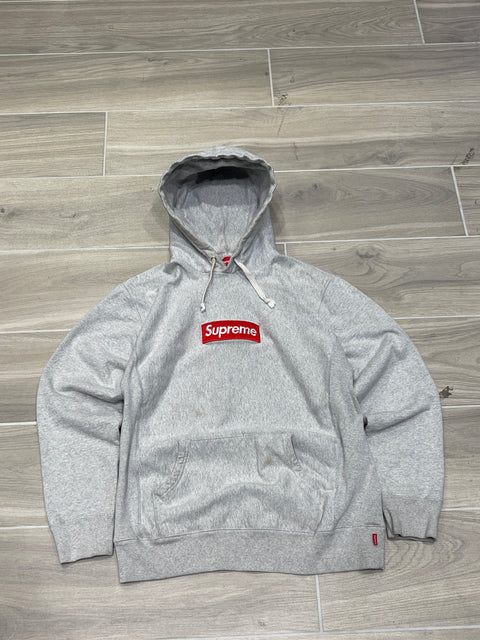 Supreme Box Logo Pullover Hoodie Heather Grey Sz L