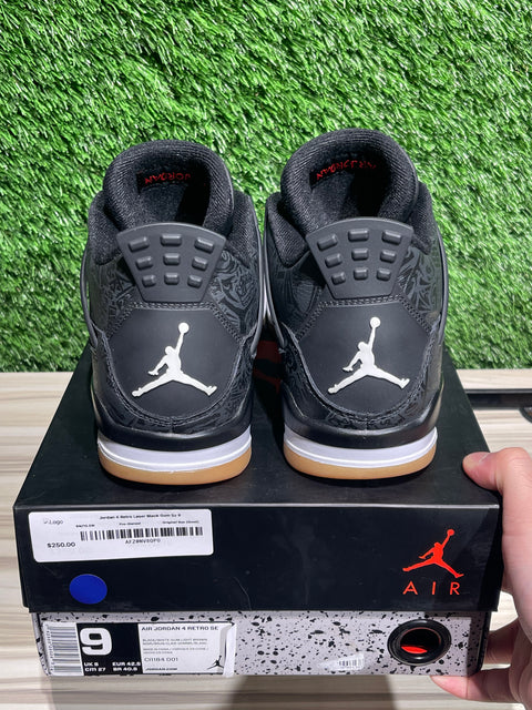 Jordan 4 Retro Laser Black Gum Sz 9