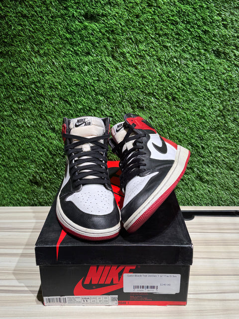 Jordan 1 Retro High Satin Black Toe (Women's) Sz 9.5M