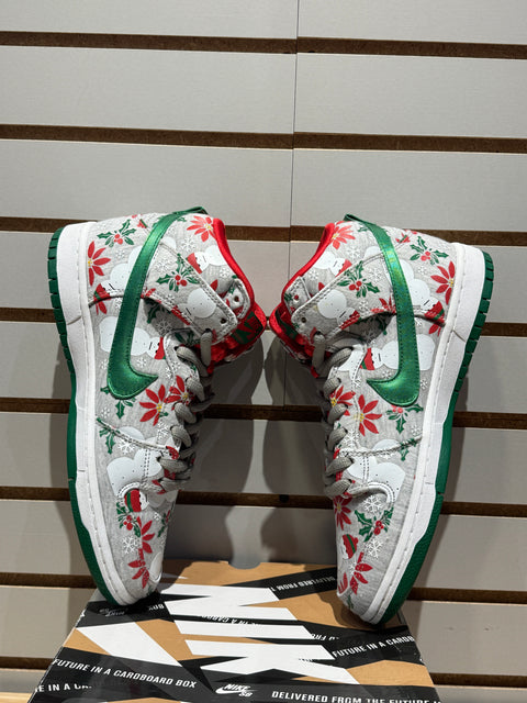 Nike SB Dunk High Concepts Ugly Christmas Sweater Grey Sz 9.5