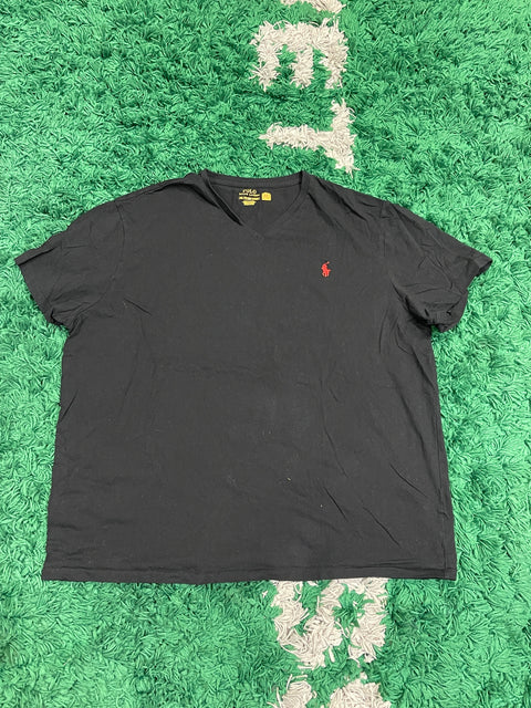 Polo Ralph Lauren Black V-Neck Shirt Red Pony