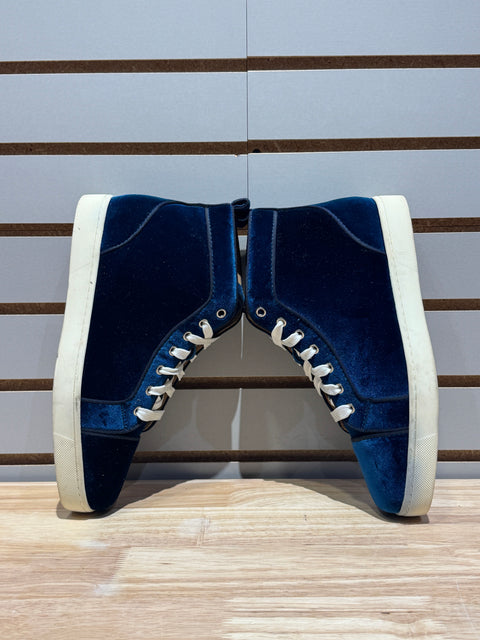 Christian Louboutin Louis Orlato Flat Velvet Blue Sz 8