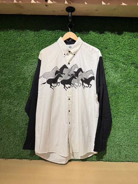 Made In USA Roper Horse Western Cowboy Button Up Sz XL