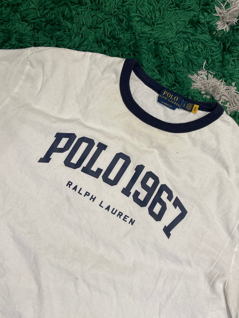 Polo Ralph Lauren White Ringer Tee Graphic Polo 1967