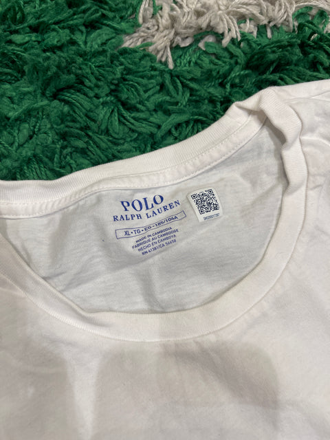 Polo Ralph Lauren White Blue Cotton T-Shirt Navy Pony