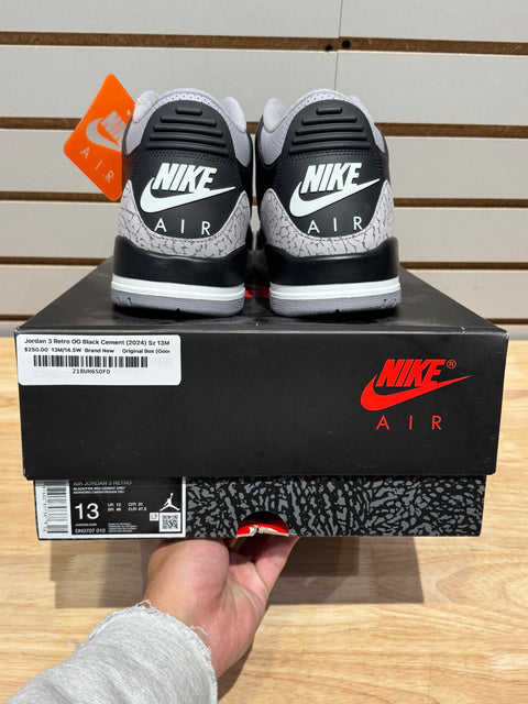 Jordan 3 Retro OG Black Cement (2024) Sz 13M