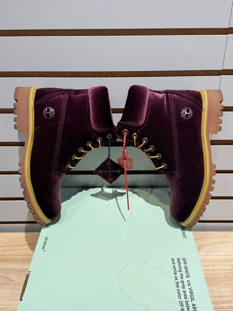 Timberland 6" Boot Off-White Velvet Wine (Women's) Sz 6M/7.5W