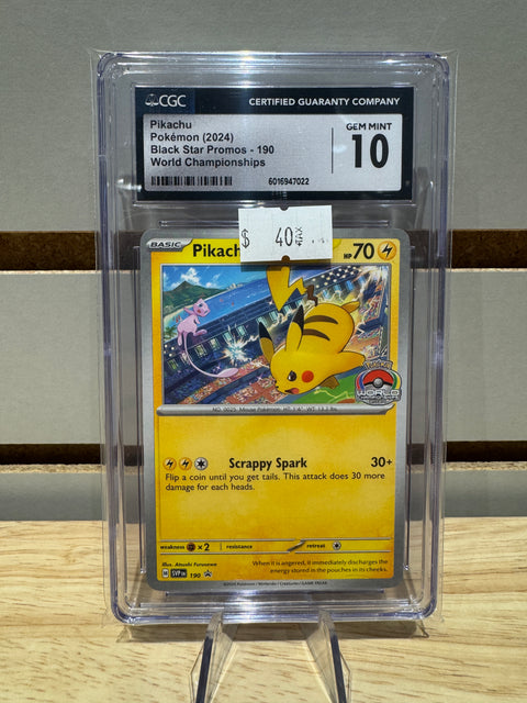 Pikachu Pokémon (2024) Black Star Promos - 190 World Championships CGC GMNT 10