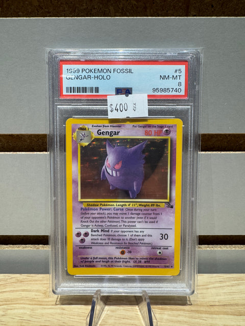 1999 Pokémon Fossil Gengar-Holo PSA NM-MT 8